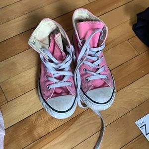 Size 13 kids pink high top sneakers